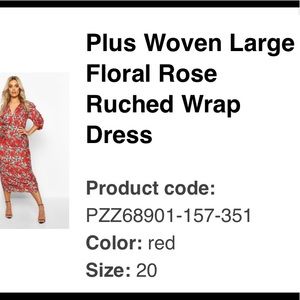 Plus BooHoo Floral Rose Ruched Wrap Dress